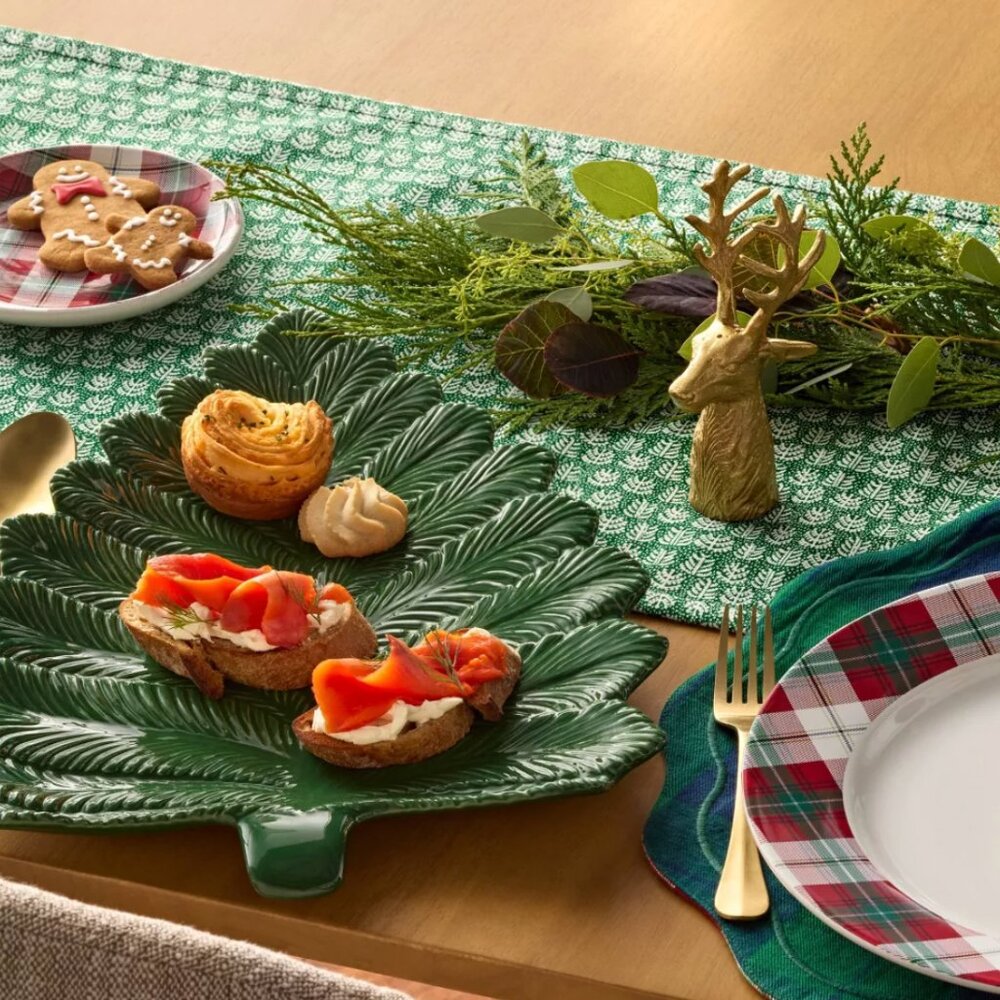 Threshold Stoneware Christmas Tree Figural Serving Platter, Festive Table Decor